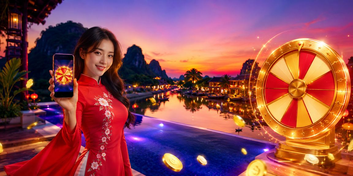 Phụ nữ áo dài tham gia chương trình quay thưởng may mắn tại Ninh Bình